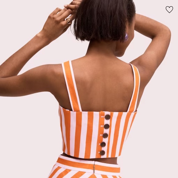 NWOT Kate Spade Deck Stripe mirage pink and traffic orange crop top - Picture 2 of 10